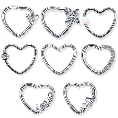 1PC Steel Daith Heart Piercings Helix Ear Tragus Cartilage Rook Piercing Ear Piercing Conch Lobe Earrings Body Piercings Jewelry