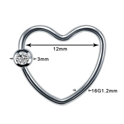 1 db Steel Daith Szívpiercingek Helix Ear Tragus Porc Búvó Piercing Fül Piercing Kagylólebeny Fülbevaló Test Piercingek Ékszerek