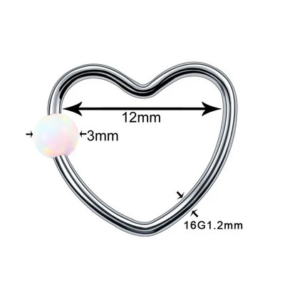 1 db Steel Daith Szívpiercingek Helix Ear Tragus Porc Búvó Piercing Fül Piercing Kagylólebeny Fülbevaló Test Piercingek Ékszerek