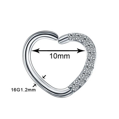 1 db Steel Daith Szívpiercingek Helix Ear Tragus Porc Búvó Piercing Fül Piercing Kagylólebeny Fülbevaló Test Piercingek Ékszerek