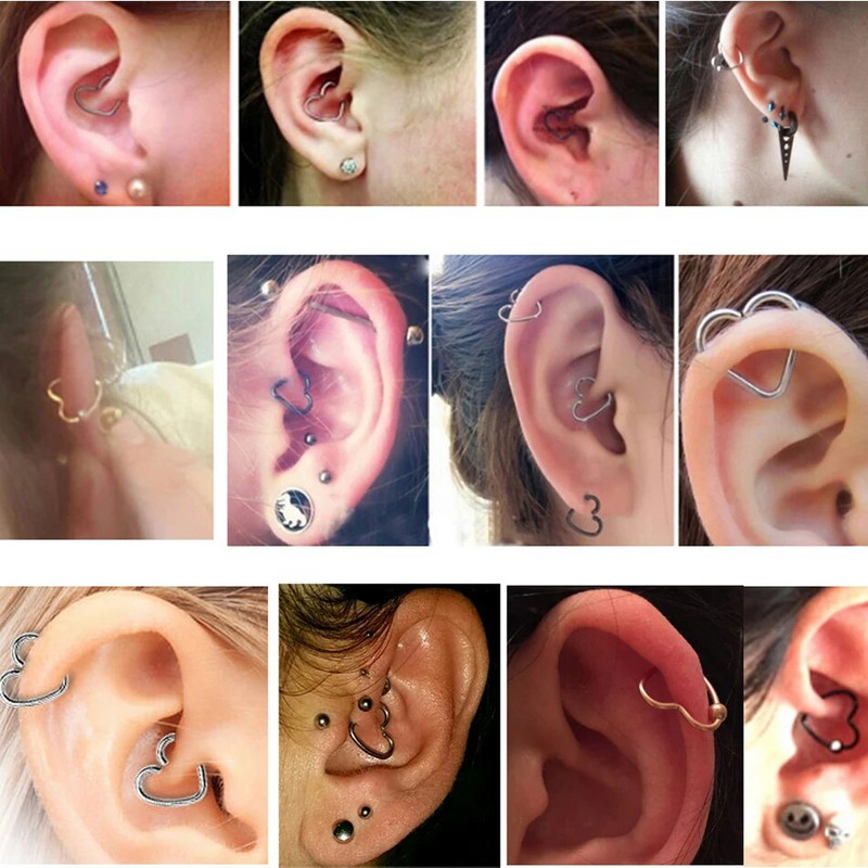 1 db Steel Daith Szívpiercingek Helix Ear Tragus Porc Búvó Piercing Fül Piercing Kagylólebeny Fülbevaló Test Piercingek Ékszerek