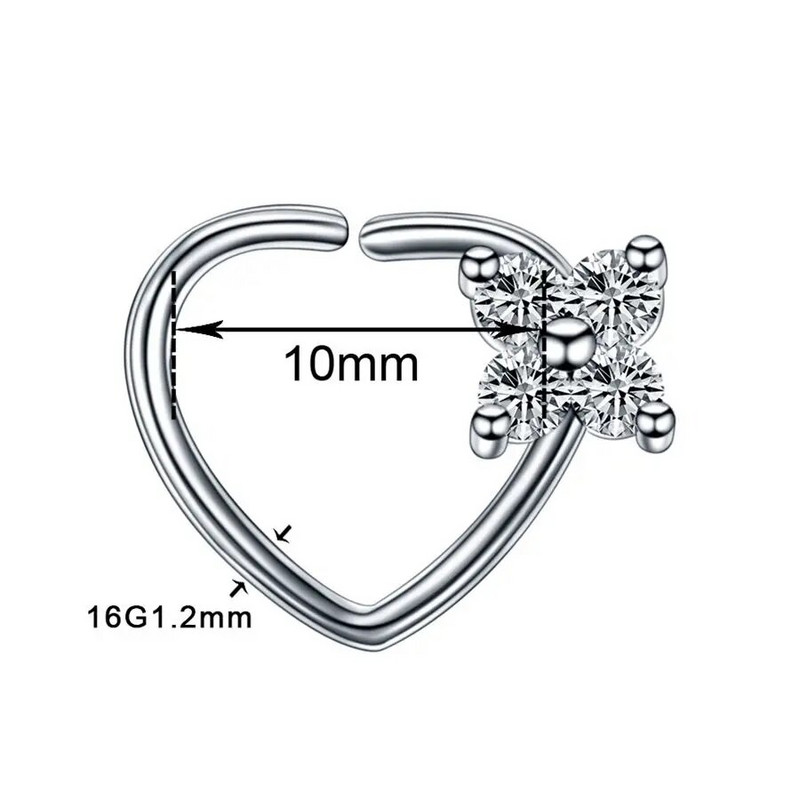 1 db Steel Daith Szívpiercingek Helix Ear Tragus Porc Búvó Piercing Fül Piercing Kagylólebeny Fülbevaló Test Piercingek Ékszerek