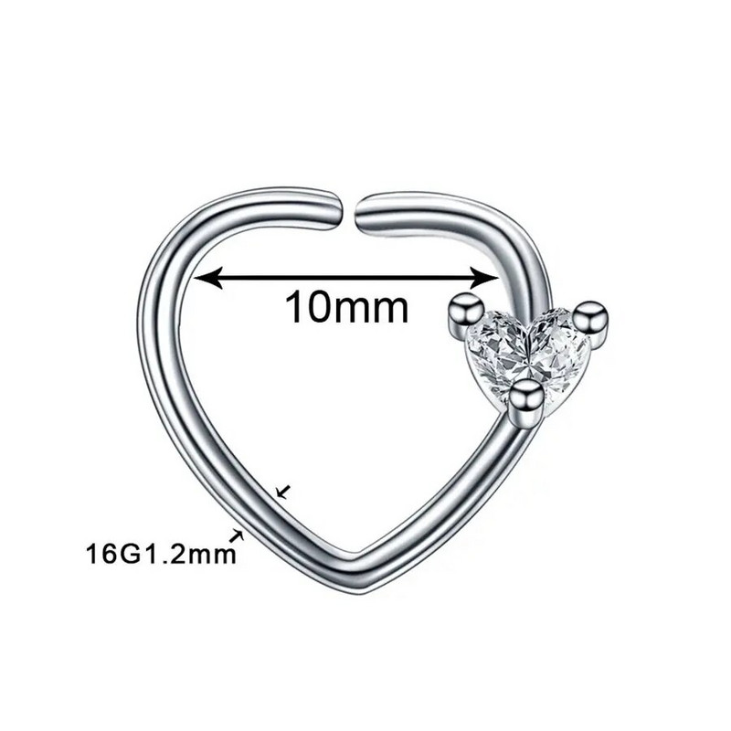 1 db Steel Daith Szívpiercingek Helix Ear Tragus Porc Búvó Piercing Fül Piercing Kagylólebeny Fülbevaló Test Piercingek Ékszerek