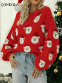 2023 Φθινοπωρινό Χειμερινό Πλεκτό Γυναικείο Πουλόβερ Χριστουγεννιάτικο Πουλόβερ Κορεατικά κινούμενα σχέδια Crew λαιμόκοψη χαλαρή μαλακή ζεστή μπλούζα μακρυμάνικη casual