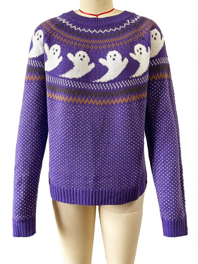 Halloween Γυναικείο πουλόβερ Φθινοπωρινό Χειμώνα Vintage Πουά Μακρυμάνικο Πλεκτό Μόδα Casual Νέο Πουλόβερ Γυναικεία Ρούχα