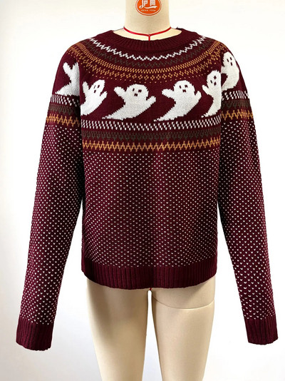 Halloween Γυναικείο πουλόβερ Φθινοπωρινό Χειμώνα Vintage Πουά Μακρυμάνικο Πλεκτό Μόδα Casual Νέο Πουλόβερ Γυναικεία Ρούχα