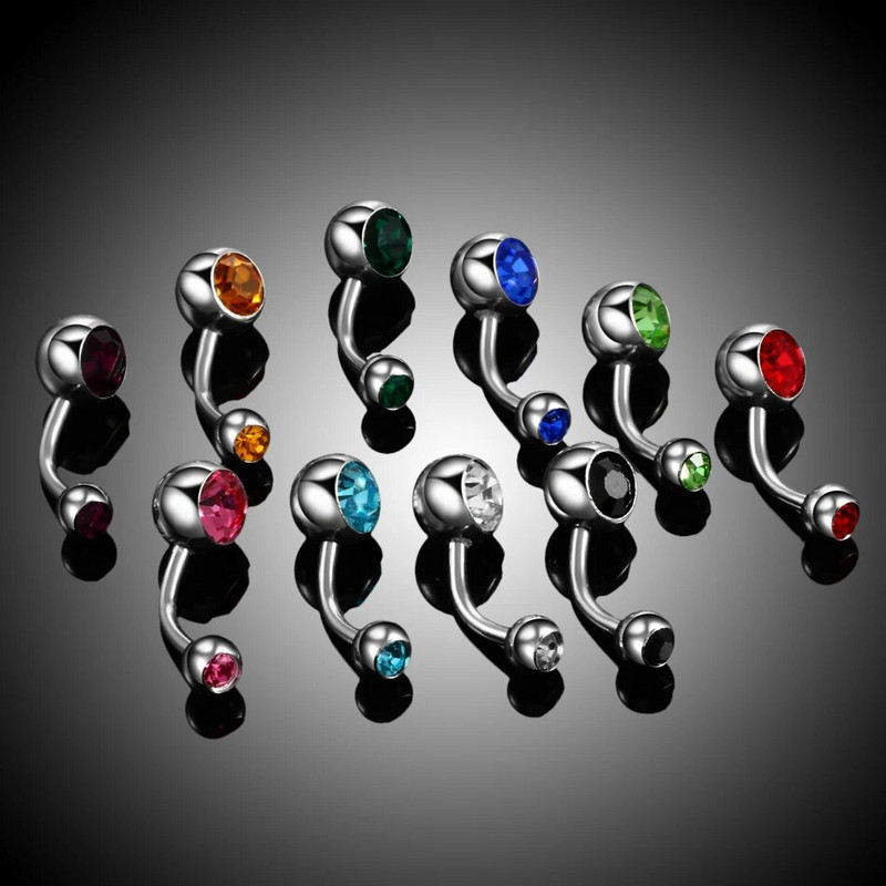 1Gb tērauda pīrsingi Ombligo 14G nabas pīrsingi Nombril dārgakmeņu vēdera pīrsingi nabas pīrsingi nokarināmi auskari ķermeņa rotaslietas