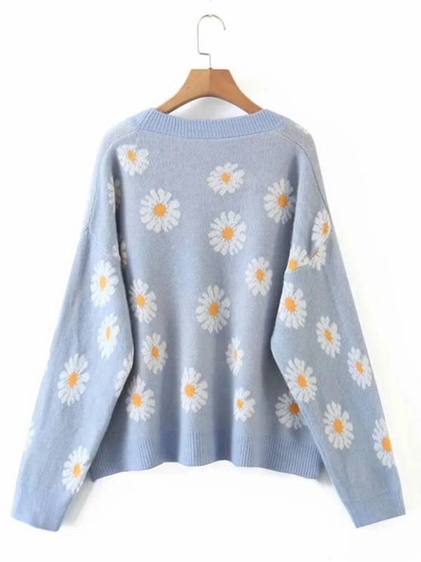 Roztomilý sveter s potlačou Cardigan Jacekts Ženy Ležérne Úplety s výstrihom do V Kabáty Vintage Pletené oblečenie Abrigos Voľné Malhas Abrigos Nové