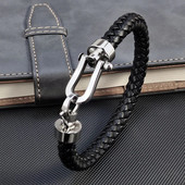 2023. gada modes pakava formas šarms, vienkārša ādas rokassprādze, panka nerūsējošā tērauda aizdare, vīriešu rokassprādze, rokassprādze Homme, vīriešu dāvana