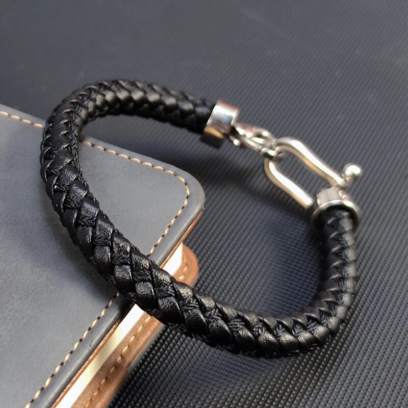 2023. gada modes pakava formas šarms, vienkārša ādas rokassprādze, panka nerūsējošā tērauda aizdare, vīriešu rokassprādze, rokassprādze Homme, vīriešu dāvana