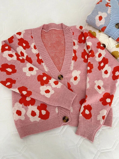 Korejiešu apdrukas jaciņas, īsi mēteļi sievietēm, brīvi džemperi, jakas Jauki V veida kakla izgriezums, trikotāžas, garās piedurknes, jauni trikotāžas topi