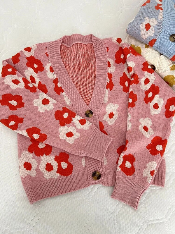 Korejiešu apdrukas jaciņas, īsi mēteļi sievietēm, brīvi džemperi, jakas Jauki V veida kakla izgriezums, trikotāžas, garās piedurknes, jauni trikotāžas topi