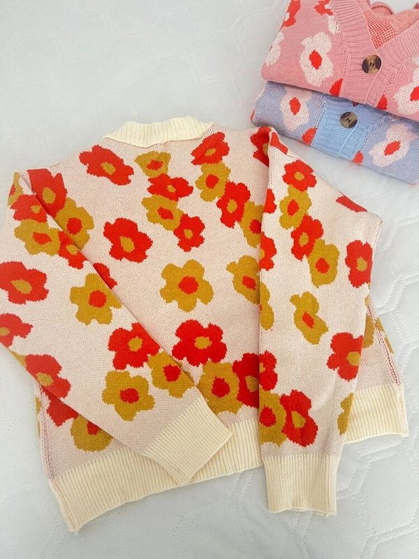 Korejiešu apdrukas jaciņas, īsi mēteļi sievietēm, brīvi džemperi, jakas Jauki V veida kakla izgriezums, trikotāžas, garās piedurknes, jauni trikotāžas topi