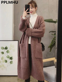 Ziemas biezs garais džemperis Sieviešu ikdienišķs brīvs, silts trikotāžas mēteļi korejiešu garajām piedurknēm Trikotāžas jakas Malhas Casaco