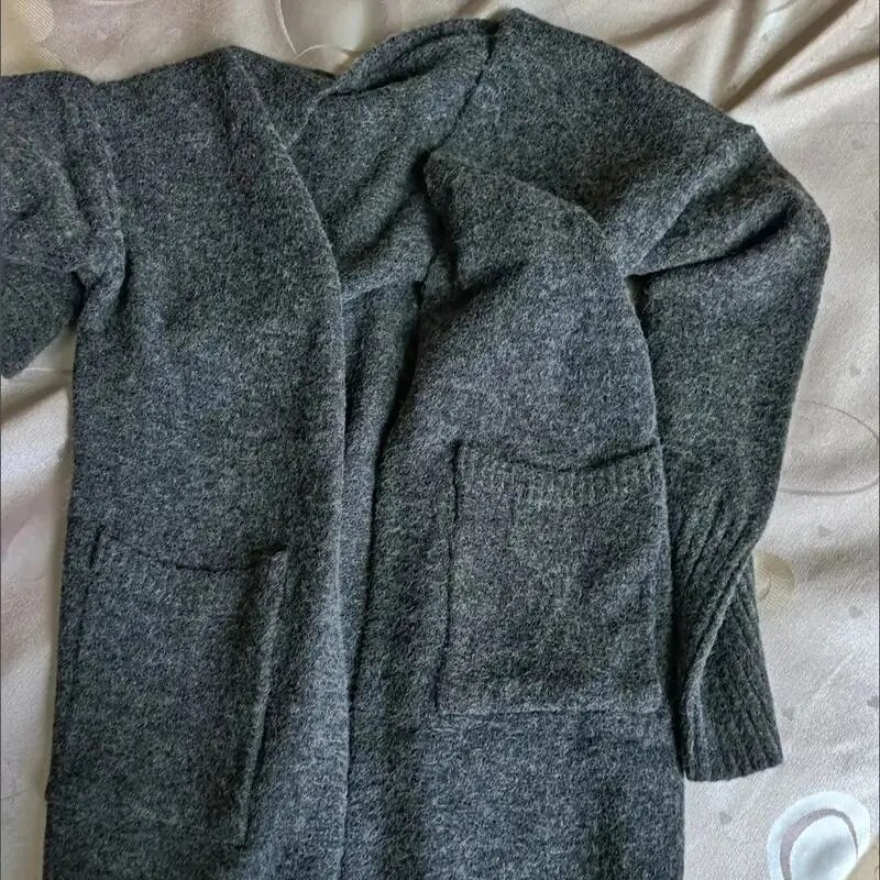 Ziemas biezs garais džemperis Sieviešu ikdienišķs brīvs, silts trikotāžas mēteļi korejiešu garajām piedurknēm Trikotāžas jakas Malhas Casaco