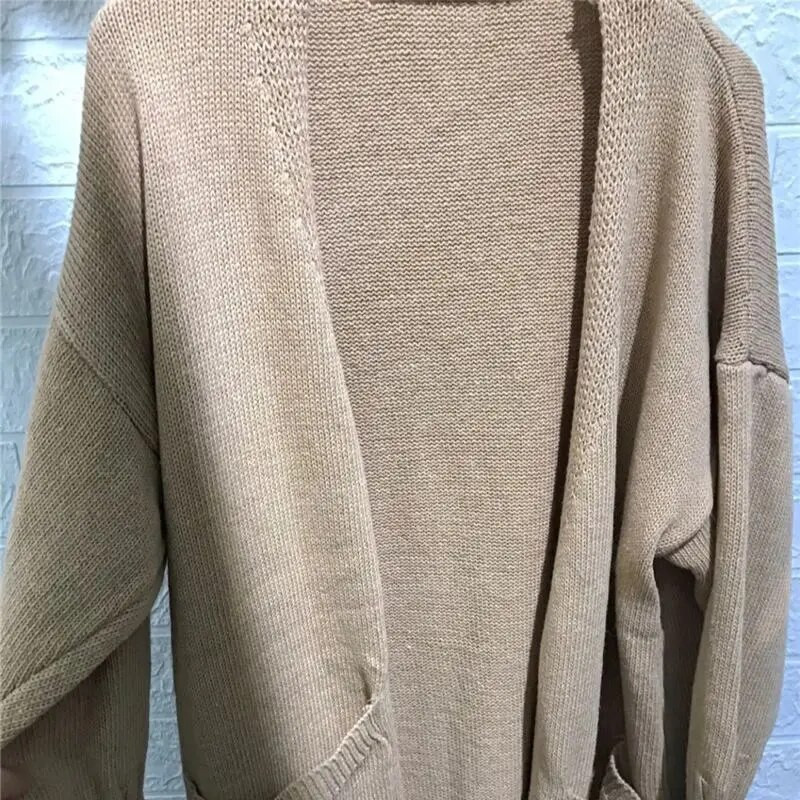 Ziemas biezs garais džemperis Sieviešu ikdienišķs brīvs, silts trikotāžas mēteļi korejiešu garajām piedurknēm Trikotāžas jakas Malhas Casaco