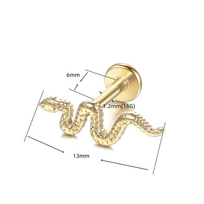 1gab mazi čūskas auskari sievietēm Mini pīrsings auskari no nerūsējošā tērauda Labret lūpu pīrsingi ķermeņa rotaslietas dāvanas Brincos