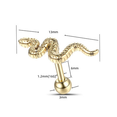 1gab mazi čūskas auskari sievietēm Mini pīrsings auskari no nerūsējošā tērauda Labret lūpu pīrsingi ķermeņa rotaslietas dāvanas Brincos