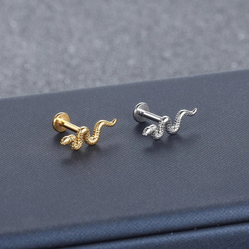 1gab mazi čūskas auskari sievietēm Mini pīrsings auskari no nerūsējošā tērauda Labret lūpu pīrsingi ķermeņa rotaslietas dāvanas Brincos