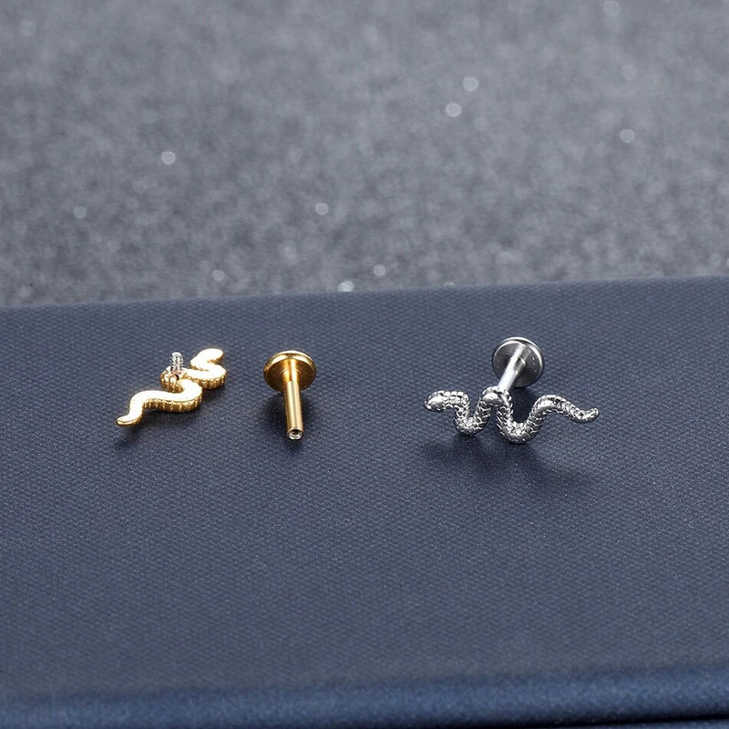 1gab mazi čūskas auskari sievietēm Mini pīrsings auskari no nerūsējošā tērauda Labret lūpu pīrsingi ķermeņa rotaslietas dāvanas Brincos