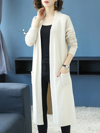 Ανοιξιάτικη Φθινοπωρινή μακριά ζακέτα Γυναικεία καθημερινά πλεκτά παλτό Κορεατικά κομψά πλεκτά μπουφάν Φαρδιά πουλόβερ Chaqueta Split Malhas Gilet New