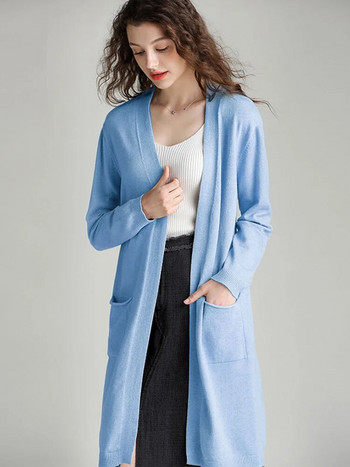 Ανοιξιάτικη Φθινοπωρινή μακριά ζακέτα Γυναικεία καθημερινά πλεκτά παλτό Κορεατικά κομψά πλεκτά μπουφάν Φαρδιά πουλόβερ Chaqueta Split Malhas Gilet New