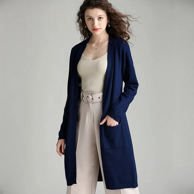 Pavasara rudens Gara jaka Sievietēm Ikdienas trikotāžas Mēteļi Korejiešu Eleganti Trikotāža Jakas Brīvs Džemperis Chaqueta Split Malhas Gilet Jauns