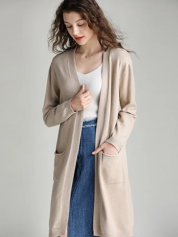 Pavasara rudens Gara jaka Sievietēm Ikdienas trikotāžas Mēteļi Korejiešu Eleganti Trikotāža Jakas Brīvs Džemperis Chaqueta Split Malhas Gilet Jauns