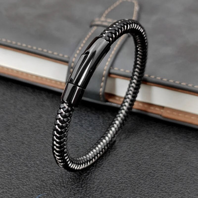 MingAo Punk Simple Men Jewelry Неизбледняваща гривна от телено въже Vintage Cuff Charm гривна за мъже Кожени бижута Парти подаръци