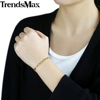 Trendsmax 585 розово злато цвят гривна охлюв верига за дамски мъжки модни бижута подарък 5 мм 18 см-25 см GB179A