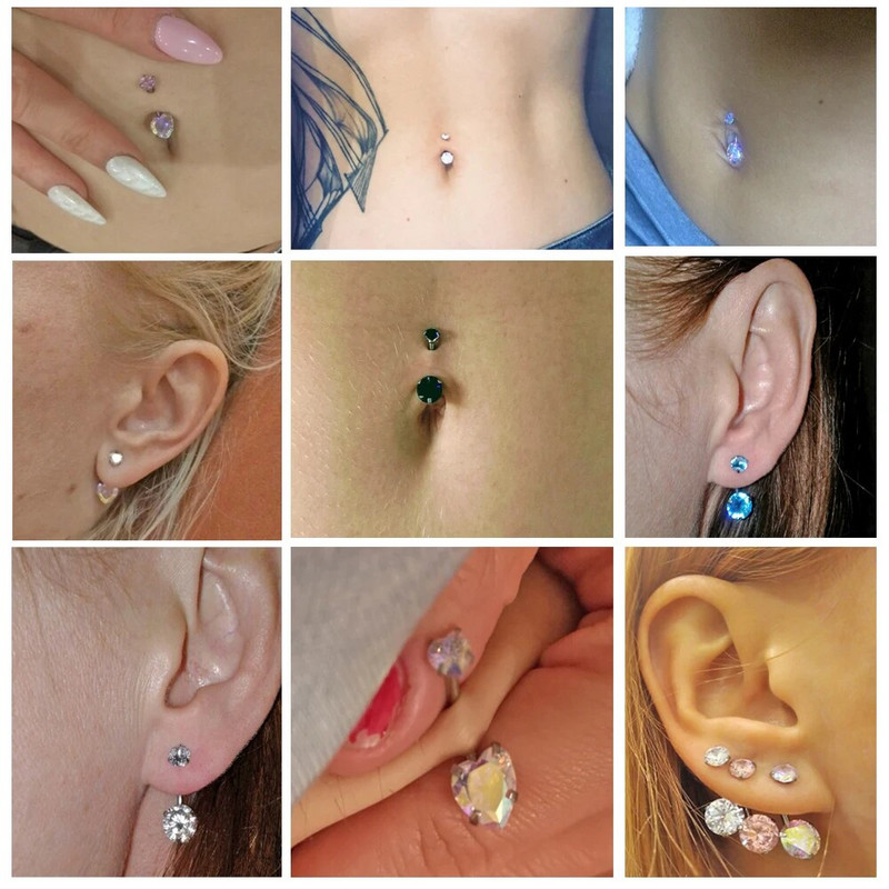 1 gab Cirkona nabas gredzens dubultā/viena kristāla nabas pīrsings ar stienīti tērauda auss tragus skrimšļa spirāles pīrsings rotaslietas