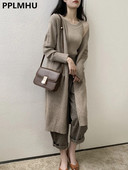 Gari adīti jaciņa mēteļi Sieviešu korejiešu ikdienišķa trikotāža Gilet ar garām piedurknēm brīvas Malhas jakas Sping Fall džemperu topi Abrigos