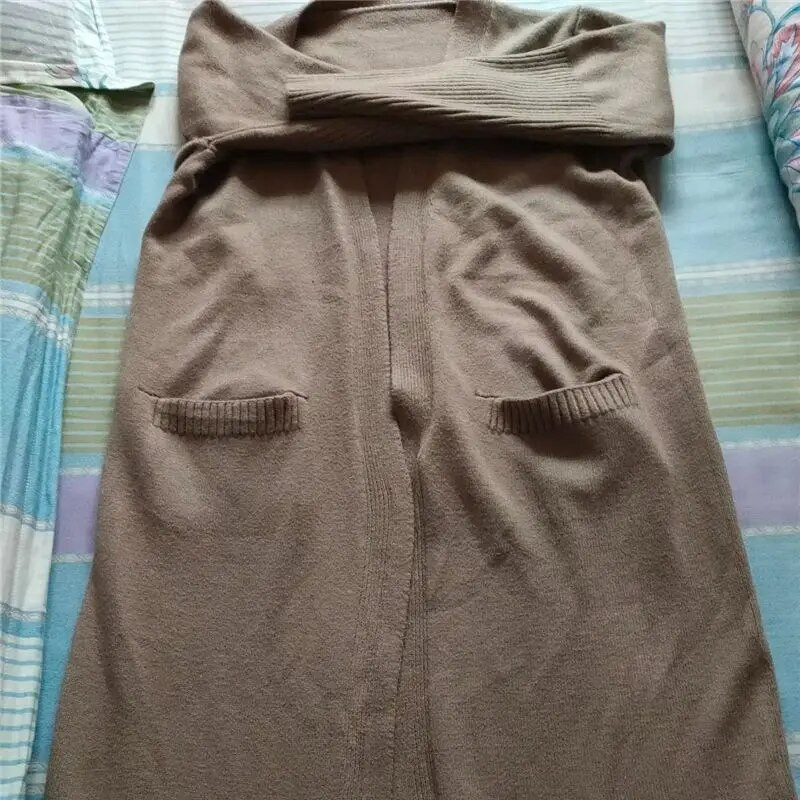 Gari adīti jaciņa mēteļi Sieviešu korejiešu ikdienišķa trikotāža Gilet ar garām piedurknēm brīvas Malhas jakas Sping Fall džemperu topi Abrigos