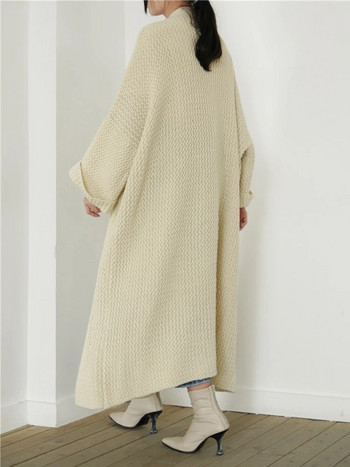 Ανοιξιάτικο φθινόπωρο κούφιο έξω Ζακέτα μεσαίου μήκους Γυναικεία casual χαλαρά πλεκτά Πουλόβερ Μπουφάν Κορεατικά πλεκτά Gilet Streetwear Malhas Παλτό