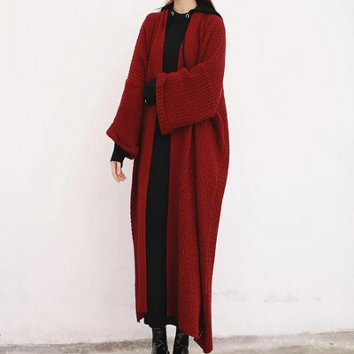 Ανοιξιάτικο φθινόπωρο κούφιο έξω Ζακέτα μεσαίου μήκους Γυναικεία casual χαλαρά πλεκτά Πουλόβερ Μπουφάν Κορεατικά πλεκτά Gilet Streetwear Malhas Παλτό