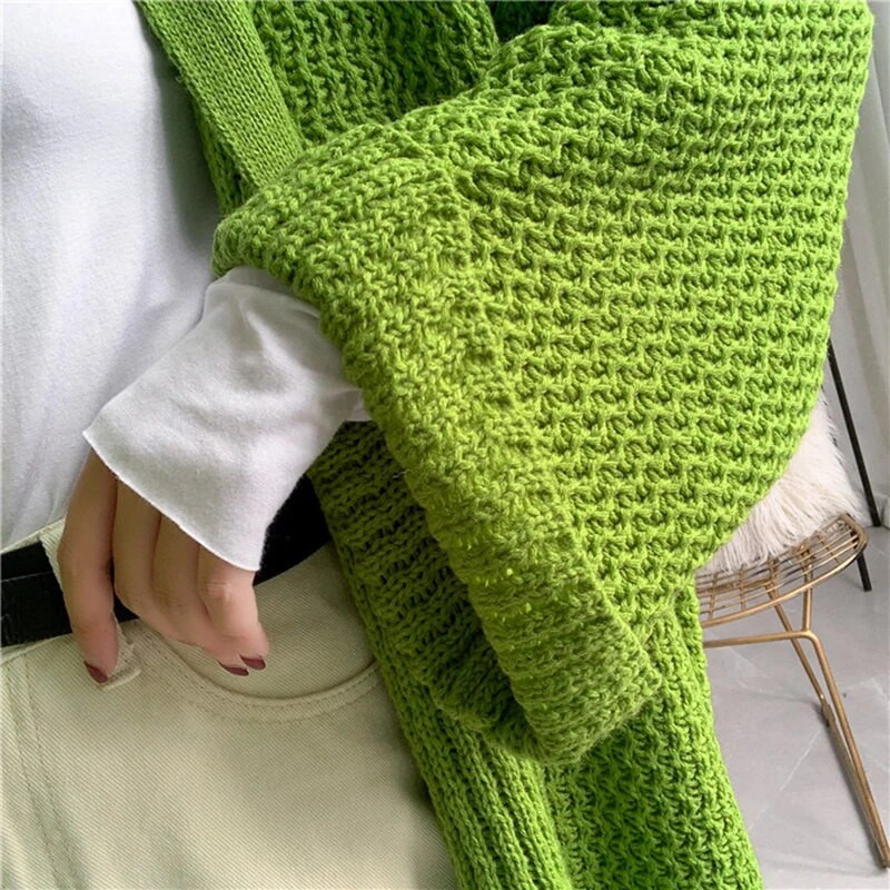 Ανοιξιάτικο φθινόπωρο κούφιο έξω Ζακέτα μεσαίου μήκους Γυναικεία casual χαλαρά πλεκτά Πουλόβερ Μπουφάν Κορεατικά πλεκτά Gilet Streetwear Malhas Παλτό