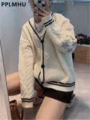 Zvaigžņu izšūts džemperis jaciņš Sieviešu ikdienas brīvs V veida kakla adījums Biezs silts Malhas jakas Retro trikotāža Gilet rudens ziemas topi