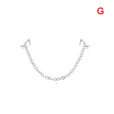 Διπλό Δαχτυλίδι Piercing Μύτη Μύτη Αλυσίδα Μύτη Ζιργκόν από ανοξείδωτο ατσάλι Μπουφί μύτης