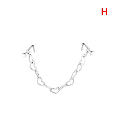 Διπλό Δαχτυλίδι Piercing Μύτη Μύτη Αλυσίδα Μύτη Ζιργκόν από ανοξείδωτο ατσάλι Μπουφί μύτης