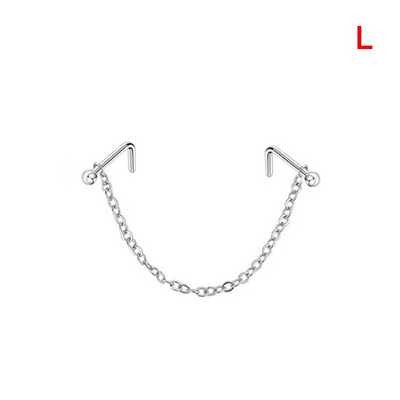 Διπλό Δαχτυλίδι Piercing Μύτη Μύτη Αλυσίδα Μύτη Ζιργκόν από ανοξείδωτο ατσάλι Μπουφί μύτης