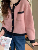 Korejas īss džemperis jaciņš Sieviešu ikdienas, mīksts trikotāžas mēteļi brīvi rudens ziemas trikotāžas jakas Jauni eleganti topi Casaco