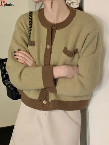 Κορεάτικο κοντό πουλόβερ Ζακέτα Γυναικεία Casual Soft Knit Gilet Παλτό Χαλαρά Φθινοπωρινά Πλεκτά Μπουφάν Μπουφάν Νέα Κομψά μπλουζάκια Casaco