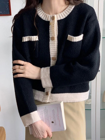 Корейски къс пуловер Жилетка Дамски ежедневни меки плетени жилетки Свободни есенно-зимни трикотажни якета Нови елегантни топове Casaco
