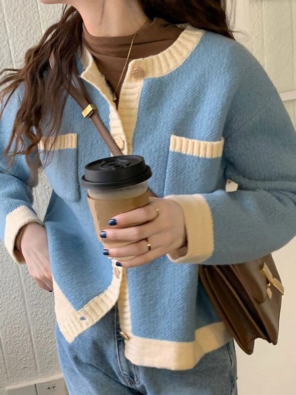 Korejas īss džemperis jaciņš Sieviešu ikdienas, mīksts trikotāžas mēteļi brīvi rudens ziemas trikotāžas jakas Jauni eleganti topi Casaco