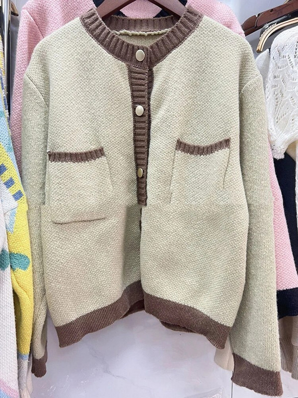 Korejas īss džemperis jaciņš Sieviešu ikdienas, mīksts trikotāžas mēteļi brīvi rudens ziemas trikotāžas jakas Jauni eleganti topi Casaco