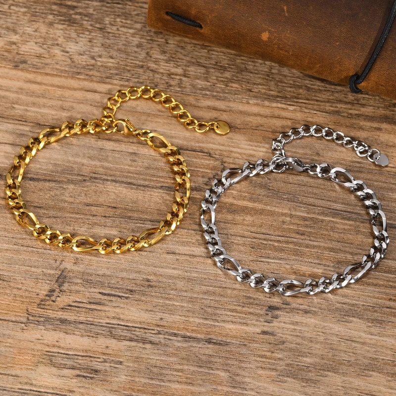 Ανδρικό βραχιόλι με αλυσίδα Figaro από ανοξείδωτο ατσάλι Κλασικό κομψό μινιμαλιστικό βραχιόλι μόδας κοσμήματα με σχοινί με αλυσίδα Δώρα για άνδρες