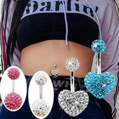 Crystal Ball Nabarõngad roostevabast terasest tsirkoonist naba augustamine südame kõhu augustamine armas nabapuu augustamine Ombligo