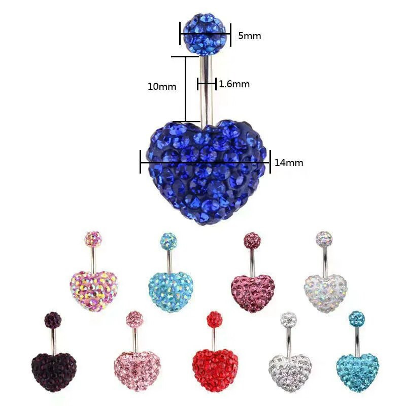 Crystal Ball Nabarõngad roostevabast terasest tsirkoonist naba augustamine südame kõhu augustamine armas nabapuu augustamine Ombligo