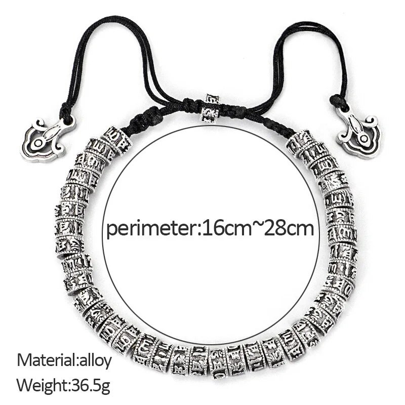 Woozu Tibetas budisms seši vārdi Mantra kokvilnas rokassprādze Roku darbs virves mezgls amulets krelles rokassprādze vīriešiem