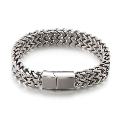Βραχιόλι καρπού από συμπαγές ανοξείδωτο ατσάλι Ανδρικά χερούλια με αλυσίδα για άνδρες λογότυπο & όνομα & ημερομηνία Χαραγμένα ανδρικά κοσμήματα 12mm